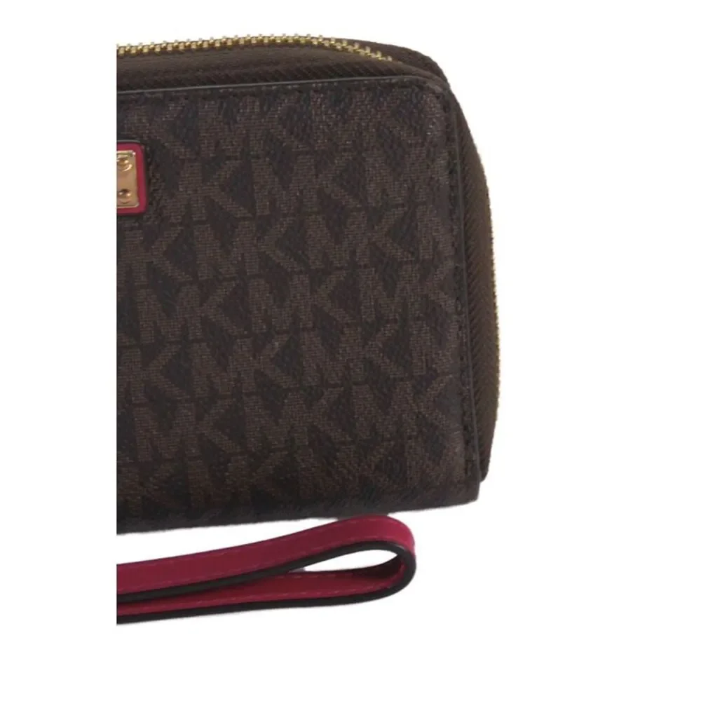 Michael Kors Womens Leather Monogram Card Wallet Brown 7in.